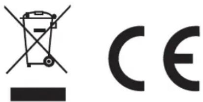 Symbolic image showing a recycling bin with cross and minus signs next to the letters CE