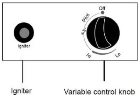 Igniter Pilot Off Hi Lo Igniter Variable control knob