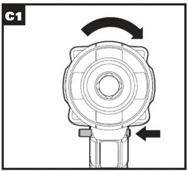 Technical diagram of a mechanical component with rotational arrows indicating motion (no text or symbols)