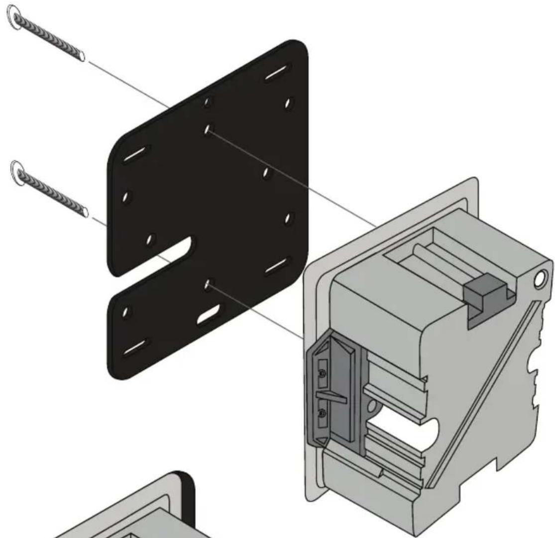 Exploded view diagram of an electronic device showing internal components and assembly (no text or labels)
