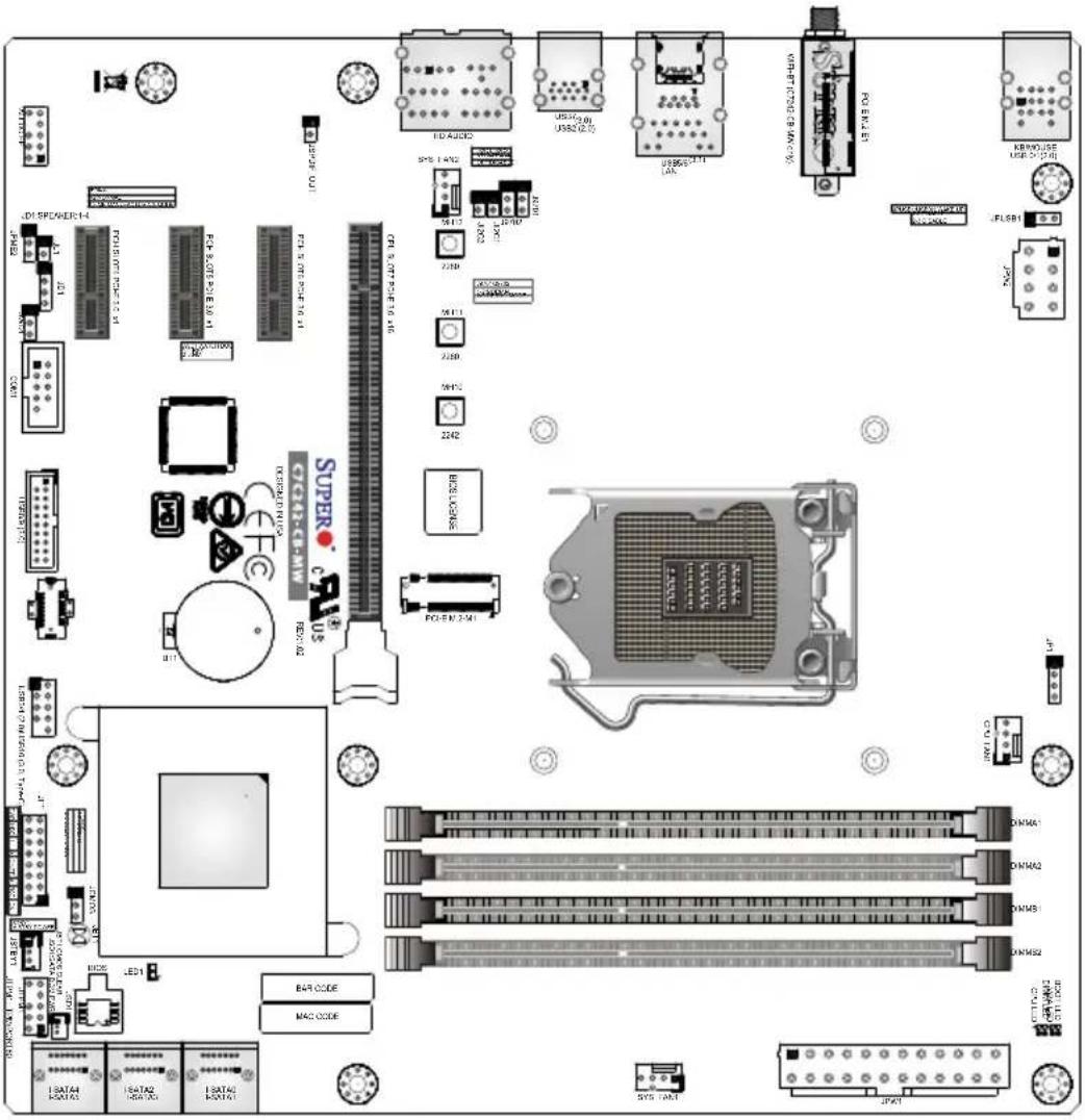 Technical diagram of an electronic device layout with labeled components and connectors