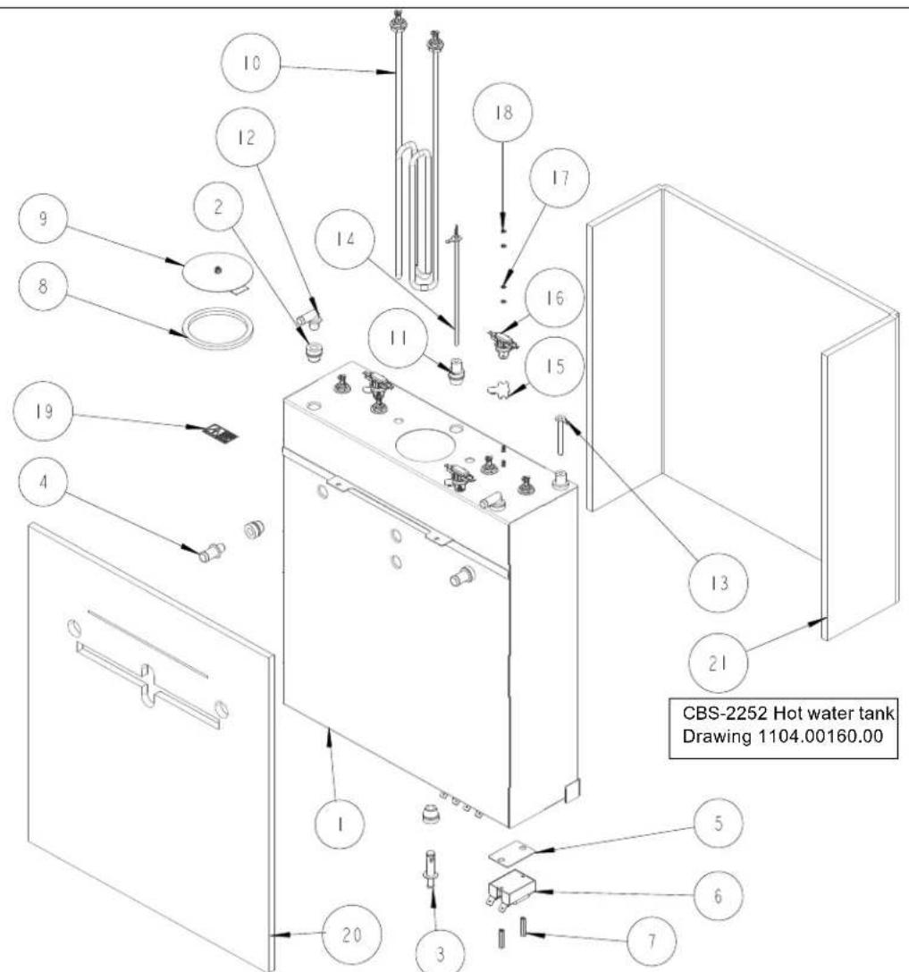 CBS-2252 Hot water tank Drawing 1104.00160.00
