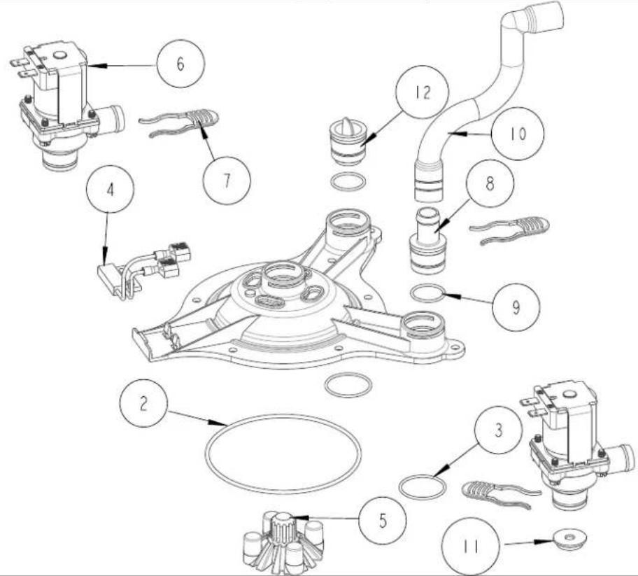 Technical diagram of automotive engine components with numbered parts for identification