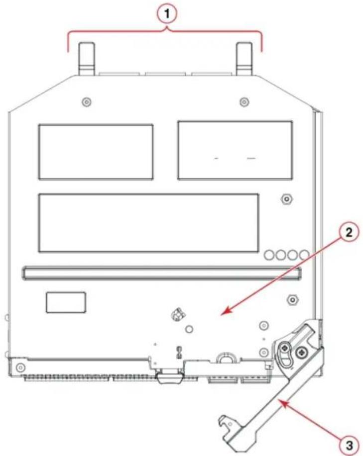 Technical diagram of a device with numbered annotations indicating components and assembly steps