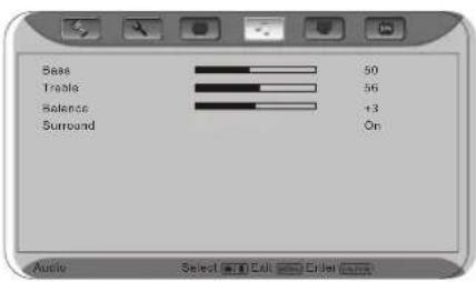 Base 50 Handle 56 Balance +3 Surround On Audio Select Call Enter