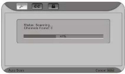 Status: Scanning... Channels Found: 2 41% Auto Scan Cancel Import