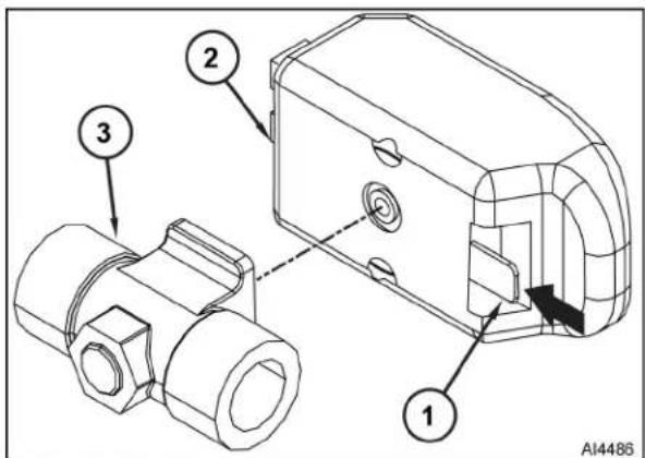 Technical diagram of a mechanical assembly with numbered components, likely for assembly or maintenance instructions.