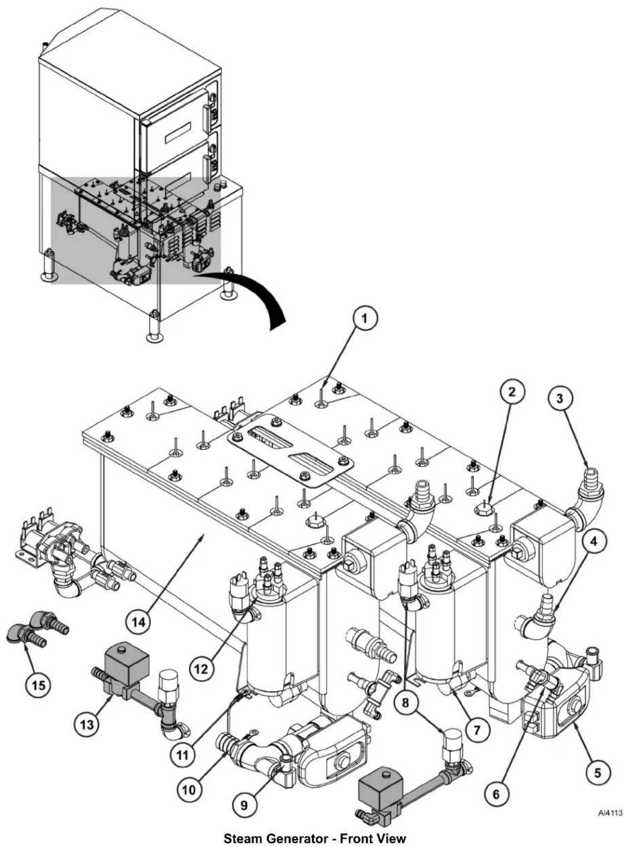 Steam Generator - Front View 1 2 3 4 5 6 7 8 9 10 11 12 13 14 15 AI4113