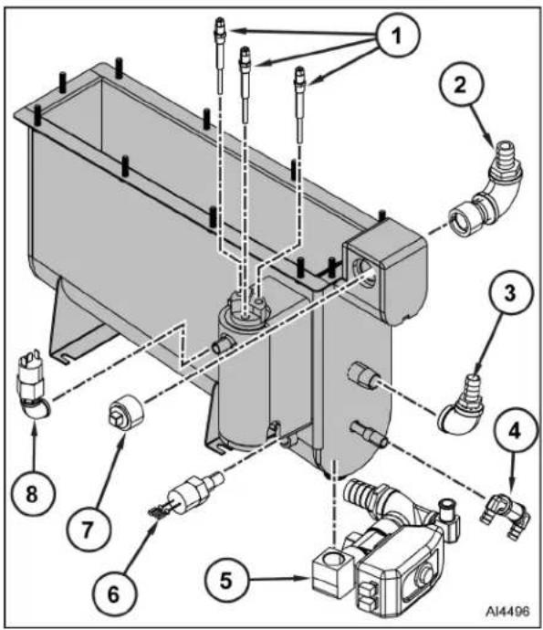 Technical diagram of an industrial machine with numbered components and labeled parts
