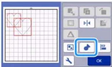 Screenshot of a graphic editing software interface showing a grid, selection panel with selection tool, and toolbar icons.