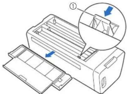 Technical diagram of an air conditioner unit with labeled components and a magnified inset showing structural details.