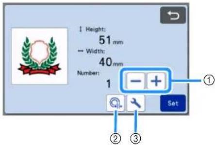 1 Height: 51 mm → Width: 40 mm Number: 1 - + Set ① ② ③