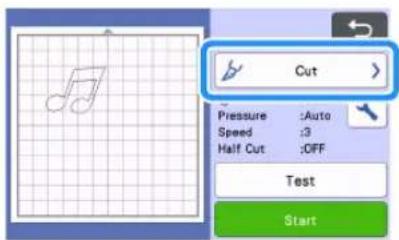 Cut Pressure :Auto Speed :3 Half Cut :OFF Test Start