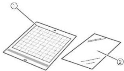 Diagram showing two labeled components of a tablet device, with grid and sheet patterns visible