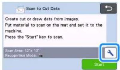 Scan to Cut Data Create cut or draw data from images. Put material to scan on the mat and set it to the machine. Press the "Start" key to scan. Scan Area: 12"x 12" Recognition Mode: Start