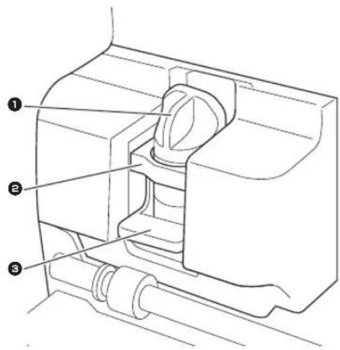 Technical diagram of a mechanical assembly with numbered components labeled 1, 2, and 3