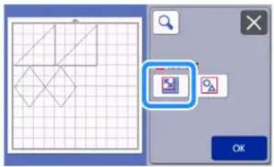 Screenshot of a graphic design software interface showing a grid-based drawing and a dialog box with Chinese text options.