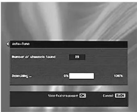 Anfa-Tune Number of channels found 23 Searching - 0% 100% View Feature page OK Cancel Black