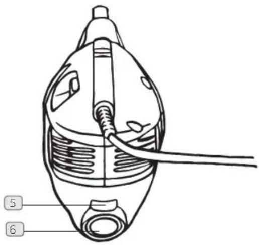 Technical diagram of a vacuum cleaner with labeled parts 5 and 6