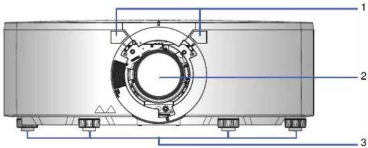 Technical diagram of a mechanical assembly with numbered components labeled 1, 2, and 3.