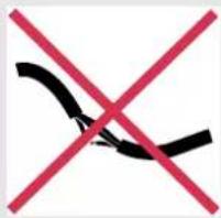 Prohibition sign with red X and black curved lines, indicating no change or restriction