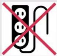 Prohibition sign with three electrical plug symbols crossed out by a red 'X' symbol