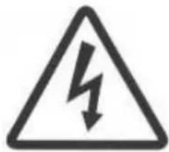Warning sign depicting a lightning bolt symbol indicating electrical hazard