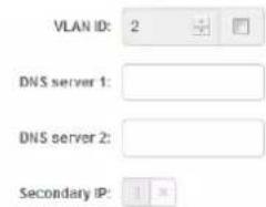 VLAN ID: 2 DNS server 1: DNS server 2: Secondary IP: