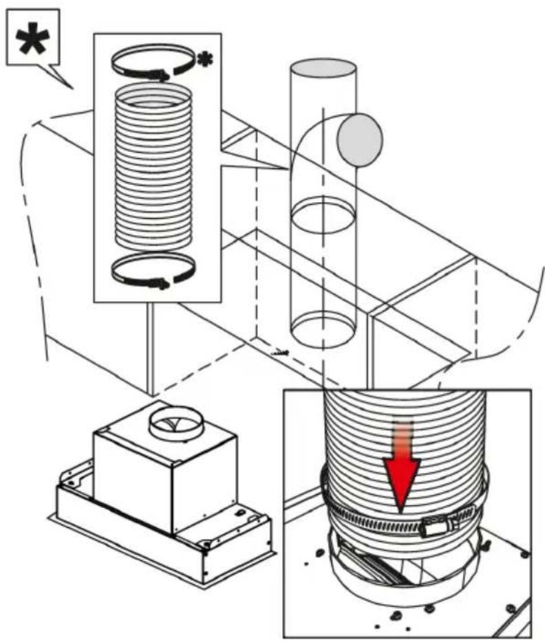 Technical diagram illustrating a mechanical assembly with spring-like components and a magnified view of the internal structure, including a red arrow indicating a specific component.