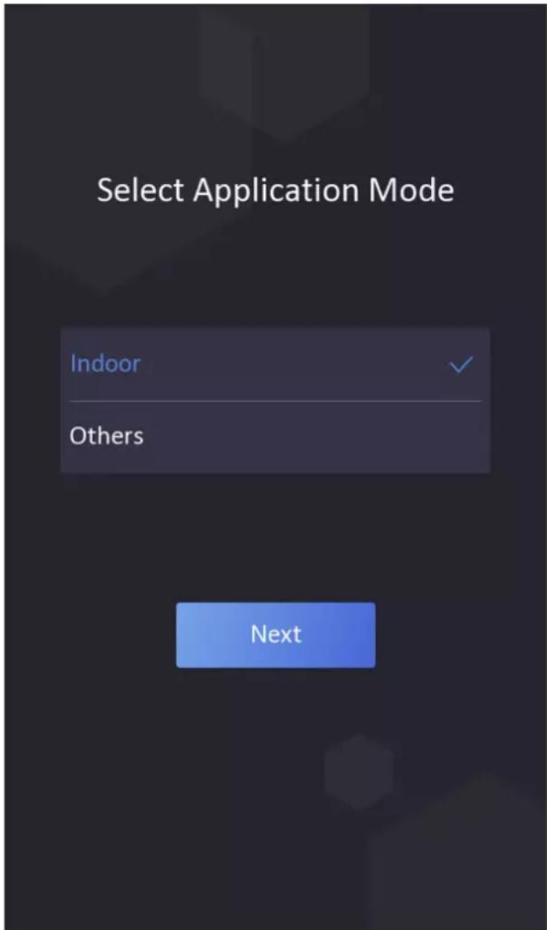 Select Application Mode Indoor Others Next