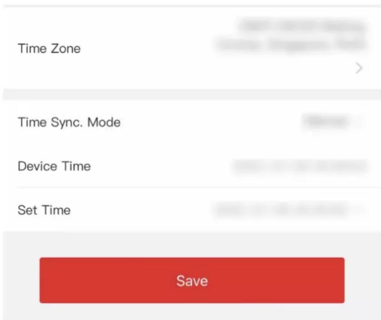 Time Zone Time Sync. Mode Device Time Set Time Save