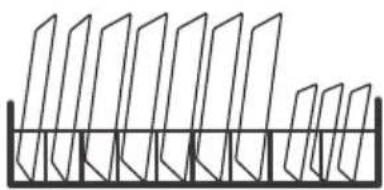 Pure geometric diagram of vertical planes intersecting a horizontal line (no text or symbols)
