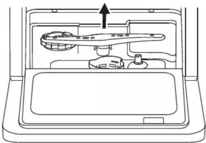 Line drawing of a kitchen sink with a hand valve and handle, showing internal components (no text or symbols).
