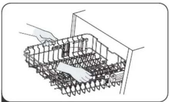 Line drawing of a mechanical assembly with hands operating a component (no text or symbols)