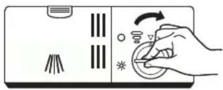 Illustration of a hand pressing down on a device with icons and arrows indicating action (no text or symbols)