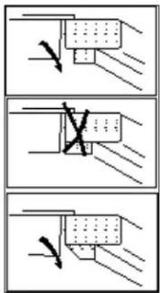Diagram showing three mechanical or structural states with arrows indicating movement, including a cross symbol in the first panel.