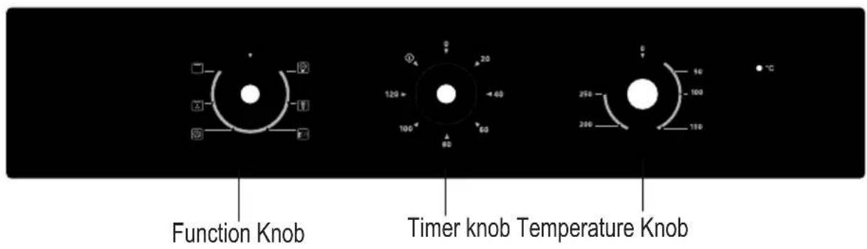 Function Knob Timer knob Temperature Knob