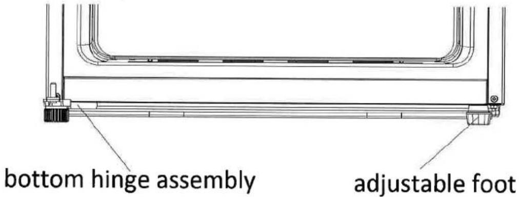 bottom hinge assembly adjustable foot