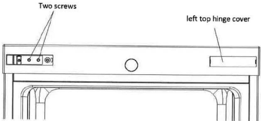 Two screws left top hinge cover