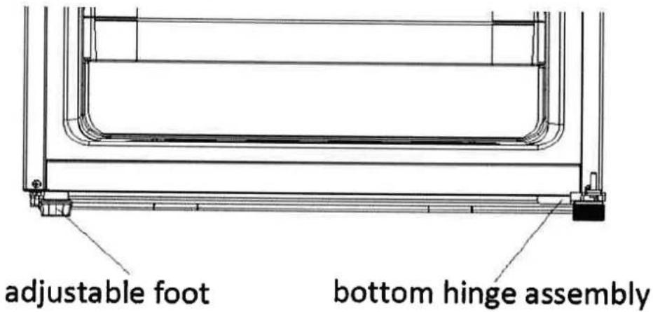 adjustable foot bottom hinge assembly