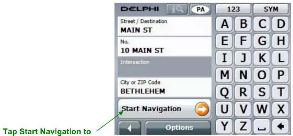 DELPHI Street / Destination MAIN ST No. 10 MAIN ST Intersection City or ZIP Code BETHLEHEM Start Navigation Options 123 SYM A B C D E F G H I J K L M N O P Q R S T U V W X Y Z _