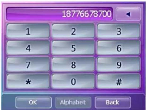 18776678700 1 2 3 4 5 6 7 8 9 * 0 # OK Alphabet Back
