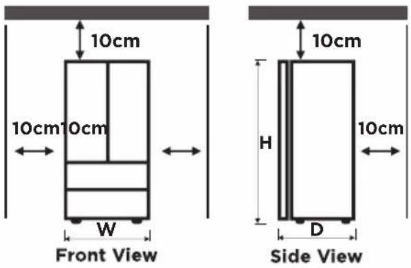 10cm 10cm 10cm W Front View 10cm H D 10cm Side View
