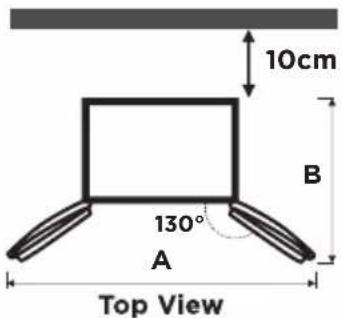 10cm B 130° A Top View