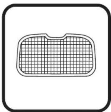 Simple line drawing of a rectangular object with a grid pattern inside, enclosed in a rounded square border (no text or symbols)