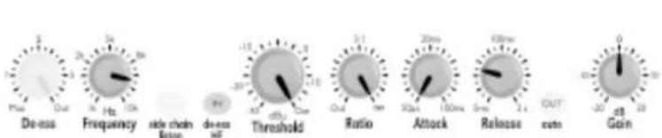 De-ess Frequency side chain Before de-ess HF Threshold Ratio Attack Release CUT GAIN