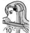 PANASONIC EH-HV70 - Tilt the main body 10° and clamp the hair bundle. - 2