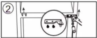 Diagram showing a mechanical or electrical component with labeled parts and a circular inset highlighting a device with raindrops.