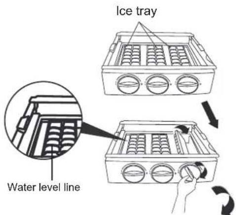 Ice tray Water level line