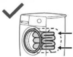 Diagram of a washing machine with labeled parts and checkmark indicator